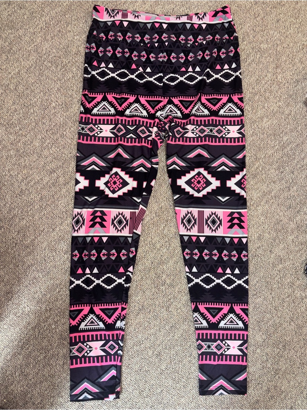 Black & Pink Aztec Print Leggings